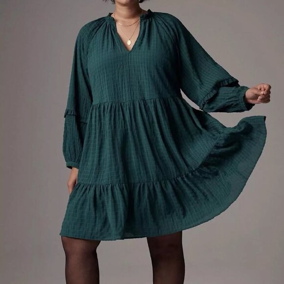 Anthropologie x Mare Mare Long Sleeve Tiered V-Neck Dress Size Medium - Picture 8 of 8